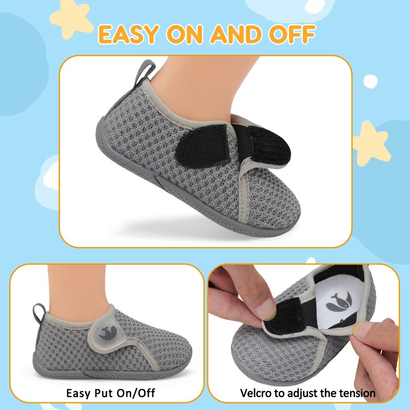 FEETCITY Toddler Shoes Baby Walking Shoes Kids Sneakers Boys Girls Toddler Slip On Shoe Sports Running Sneakers Grey - Image 3