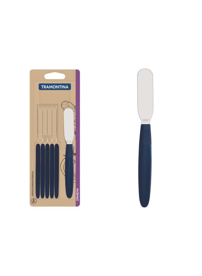TRAMONTINA TRAMONTINA Ipanema Stainless Steel Butter Spreader 6-Pieces Set with Polypropylene Handles, Blue - Designed for High Performance and Durability, Ideal for Professional and Home Kit 