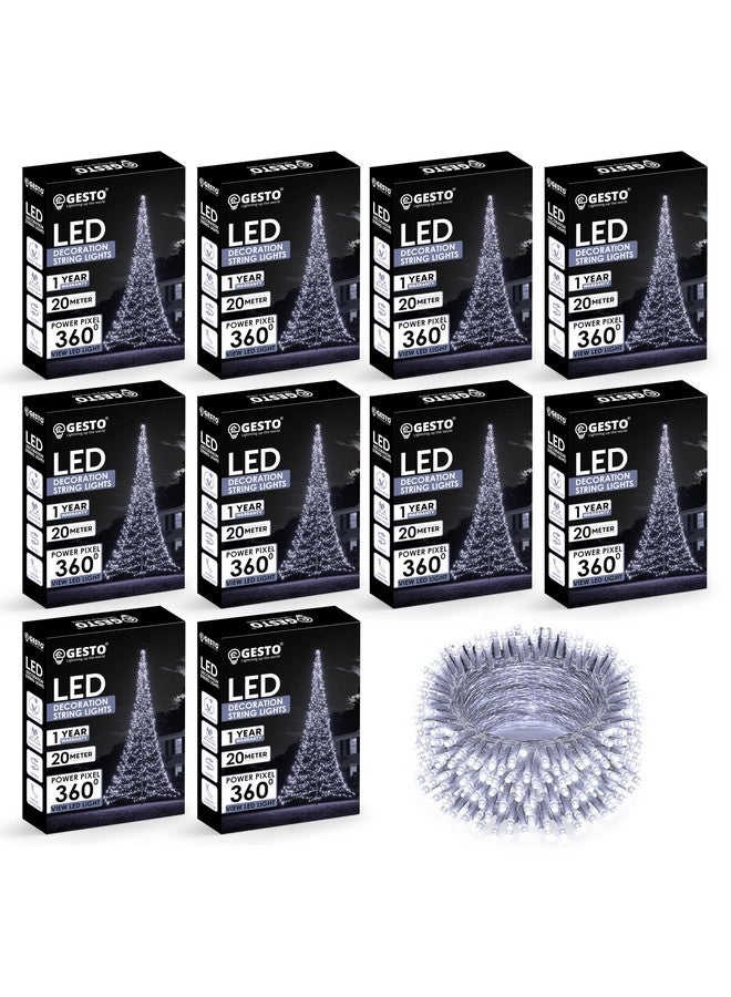 Gesto White Led Serial Lights for Decoration - String Lights for Home Decoration,Fairy Lights | Christmas, Diwali Decoration Lights for Balcony | Copper Wire Pixel Light (20 Meter | Pack of 10) - Image 1