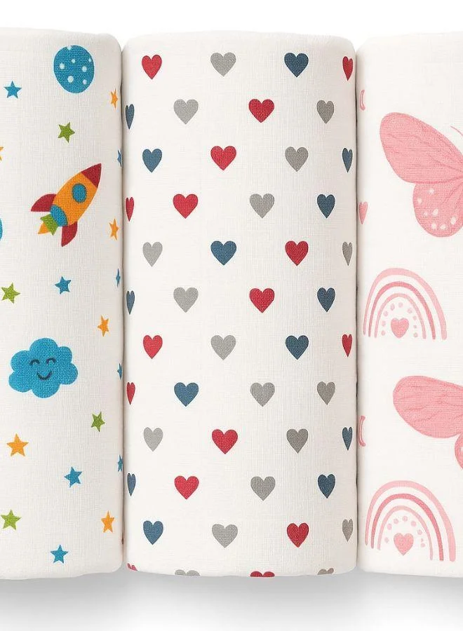 تامي تومي – لفافات أطفال مطبوعة لحديثي الولادة (عبوة من 3 قطع)