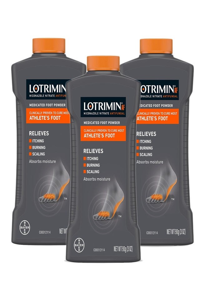 Lotrimin بودرة لوتريمين AF لعلاج قدم الرياضي، مكونة من ميتكونازول نترات 2%، علاج مضاد للفطريات مثبت سريرياً وفعال ضد معظم حالات قدم الرياضي، حكة الفخذ، والسعفة، زجاجة 3 أونصات (عبوة من 3) - Image 1