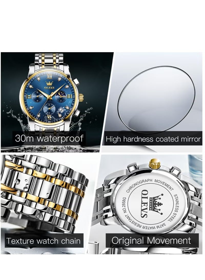 أوليفز ساعات رجالية كوارتز ستانلس ستيل مقاومة للماء 2858 - Image 3