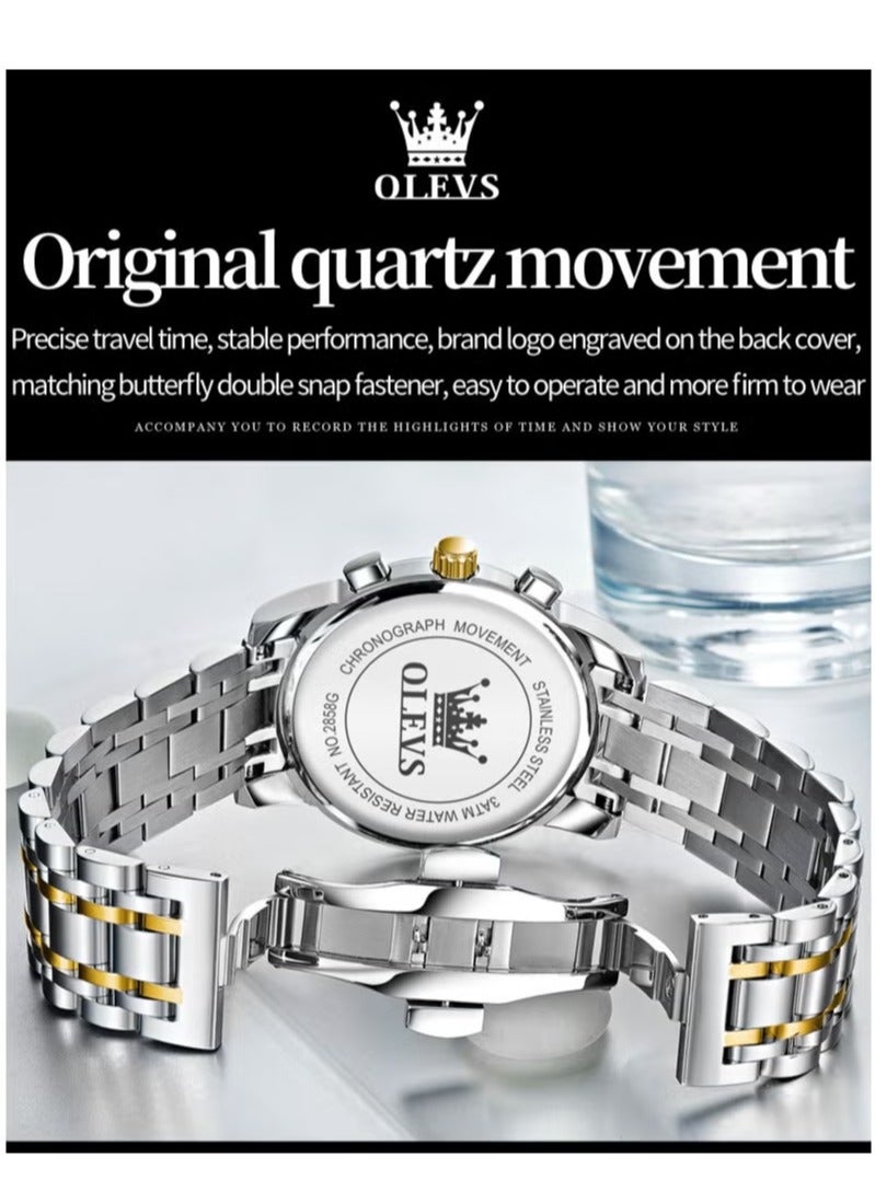 أوليفز ساعات رجالية كوارتز ستانلس ستيل مقاومة للماء 2858 - Image 5