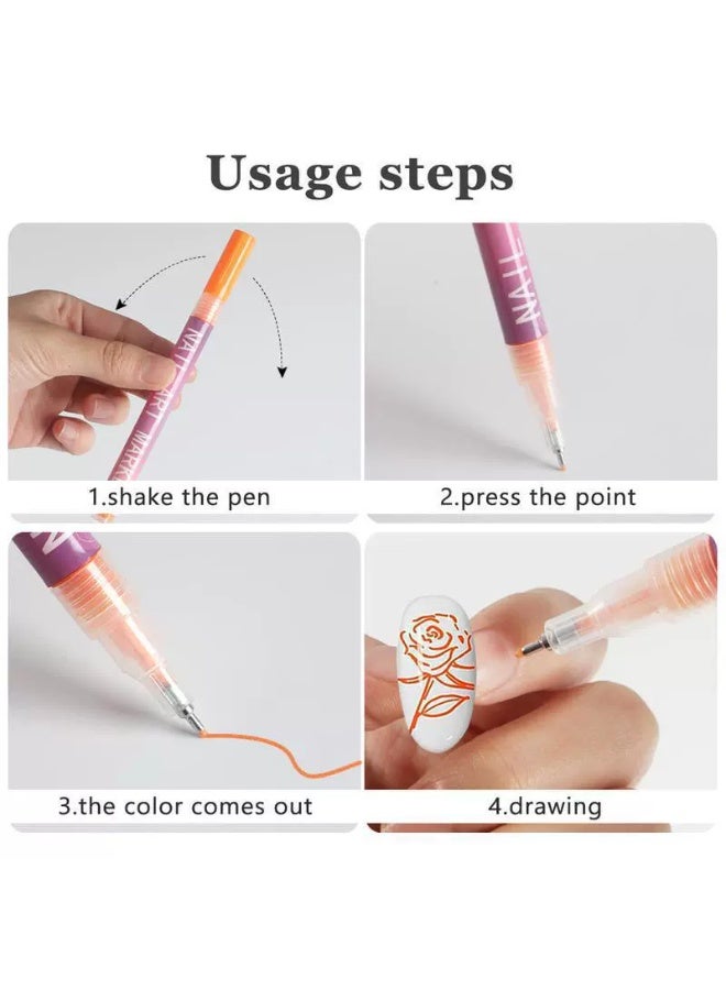 Flowerwish 12 Colors Nail Art Pens Set, Nail Art Markers Polish Pen for 3D Nail Art, Drawing Painting Liner Brush for DIY Nail Art Beauty Adorn Manicure Tools (0.5mm/12 colors) - Image 2