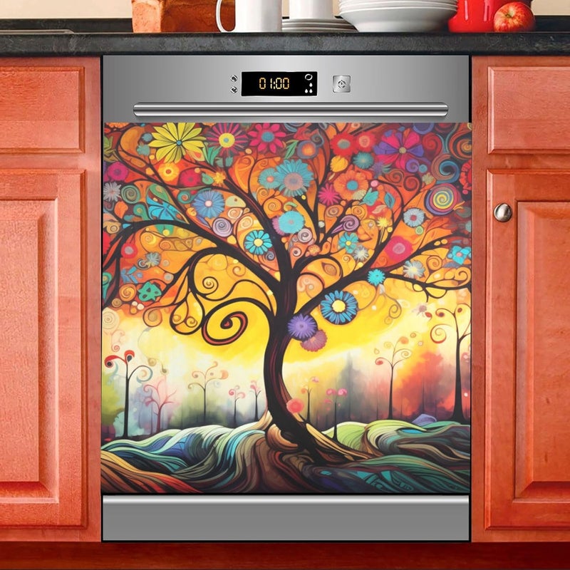 BOENLE Abstract Tree Dishwasher Magnet Cover Sticker Magnetic Refrigerator Panel Front Door Fridge Microwave Decal - Image 1