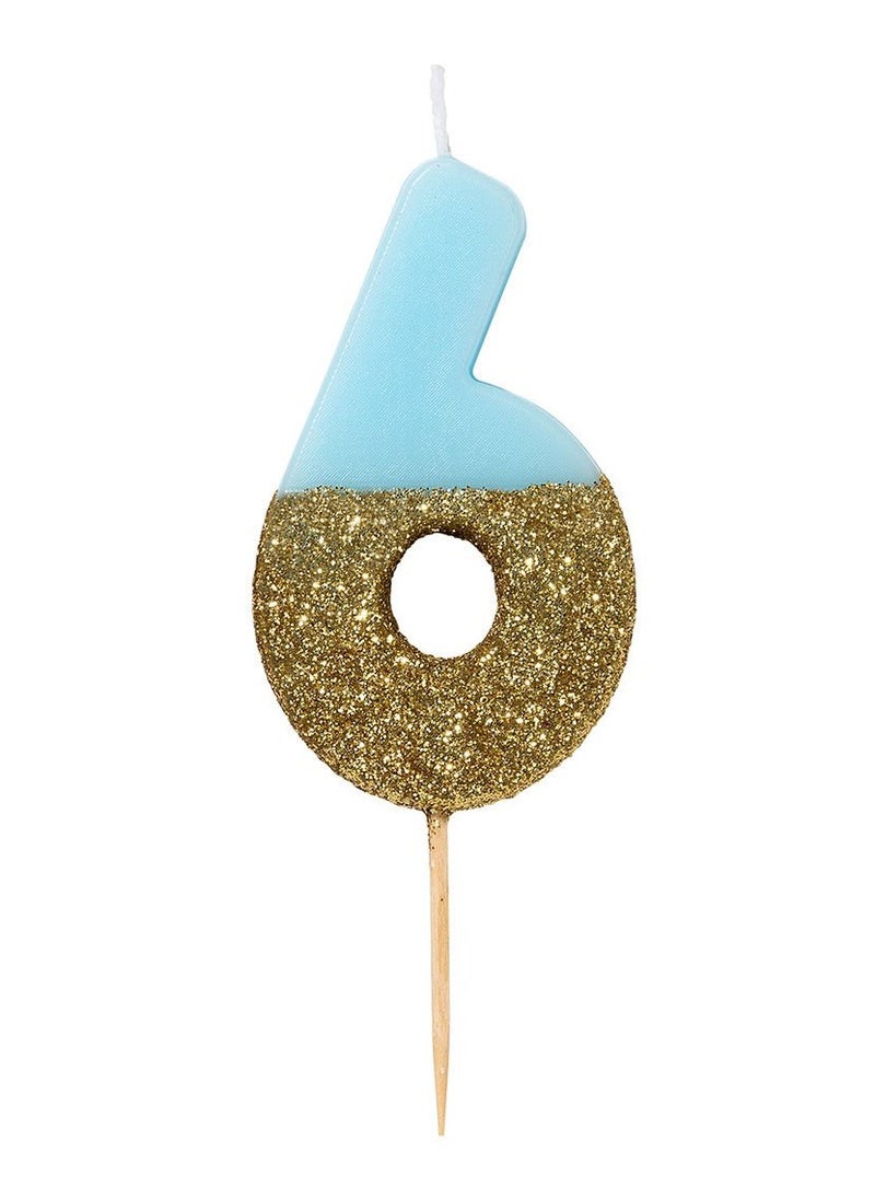 Talking Tables - Blue & Gold Glitter Number Candle - 6 - Image 1