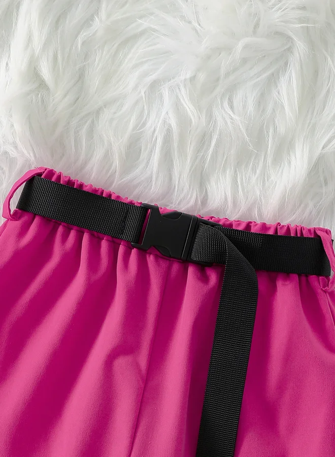 Take Two Take Two Girls Pink Cold Shoulder Top and Belted Joggers Set