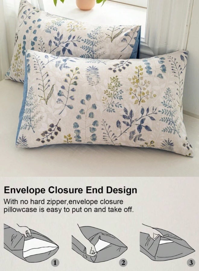 LUNA Home Queen size 6 piece bedding set, featuring a beautiful blue leaf design.  - Image 5