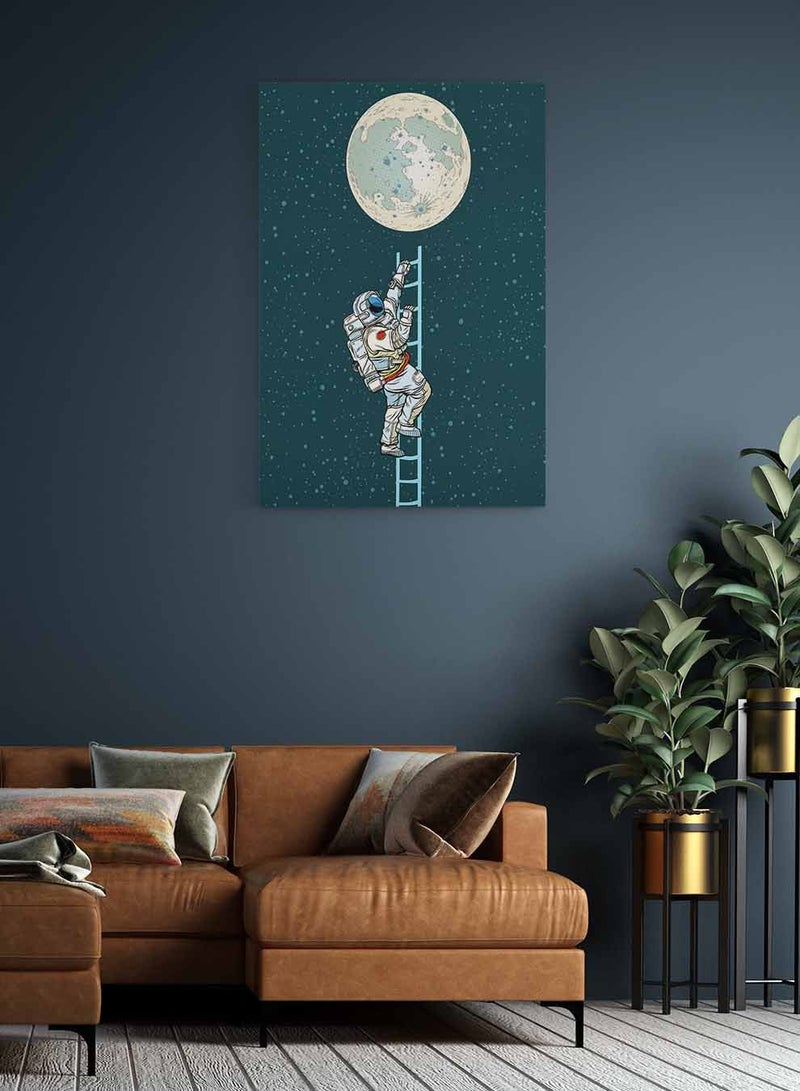 LOWHA Framed Canvas Wall Art Stretched Over Wooden Frame, Stairs To The Moon Painting, For Home, Living Room, Office Decor - Image 3