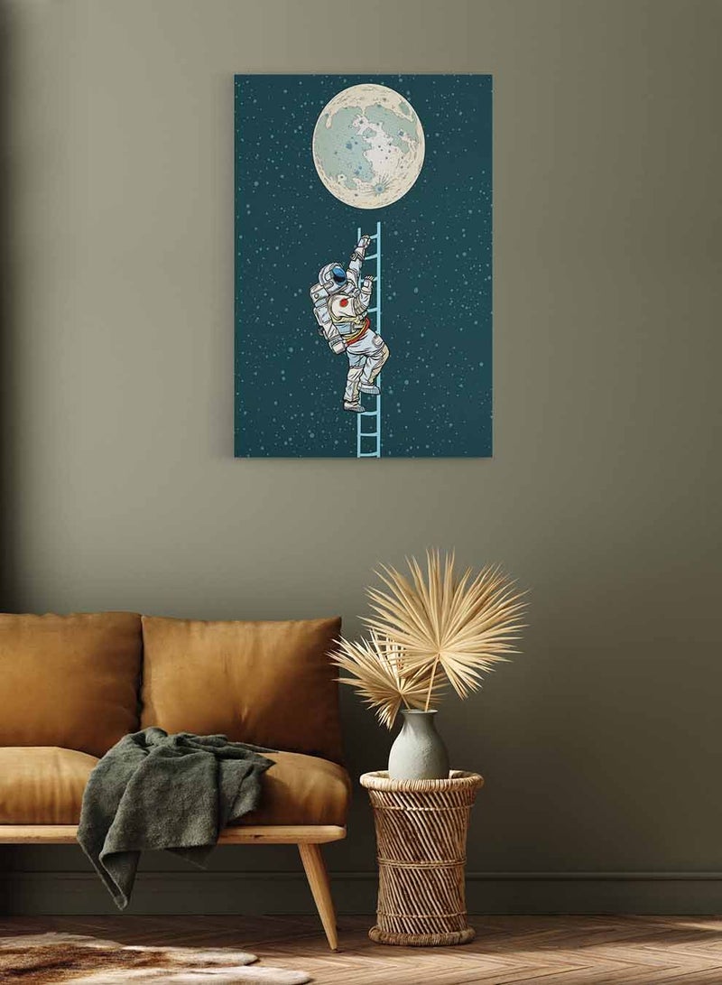 LOWHA Framed Canvas Wall Art Stretched Over Wooden Frame, Stairs To The Moon Painting, For Home, Living Room, Office Decor - Image 2