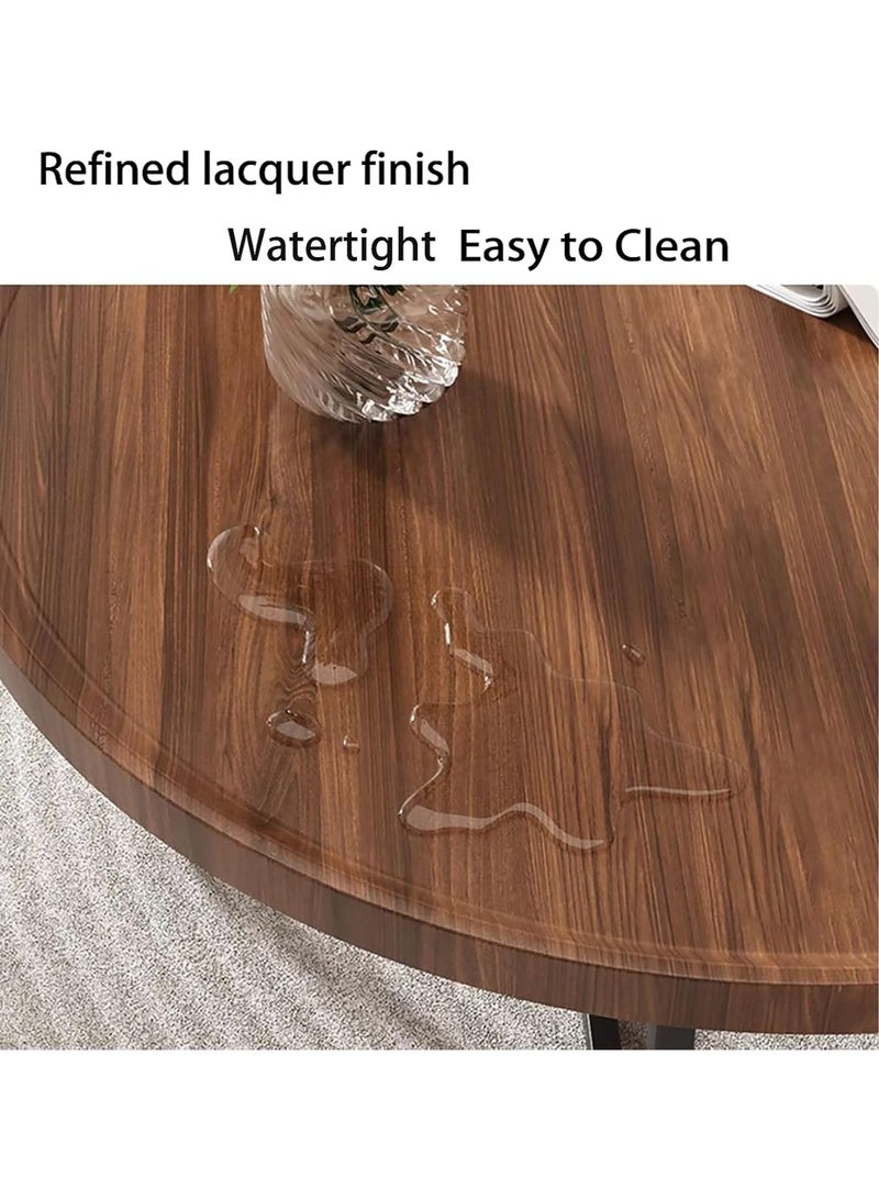 VUCATIN Nesting Coffee Table Set of 2, 80+60cm Round Walnut End Tables with Fluted, Modern Center Table for Living Room Bedroom Office Balcony - Image 3