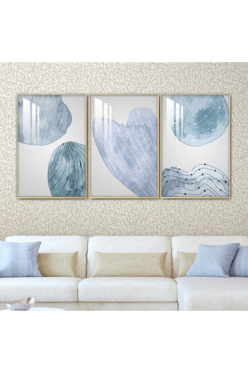 Marktna Three wooden wall painting with a frame and a clear acrylic layer - Image 1