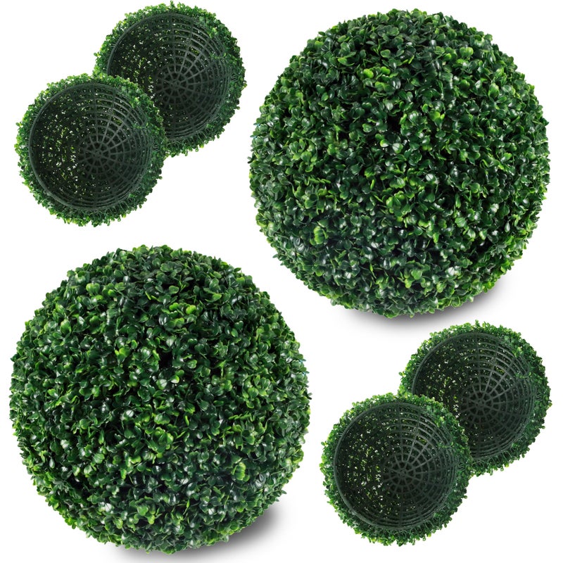 Ogrmar 2 PCS 13.7 inch 2 Layers Artificial Plant Topiary Ball Faux Boxwood Decorative Balls for Backyard, Balcony,Garden, Wedding and Home DÃ©cor (13.7 Inch) - Image 1