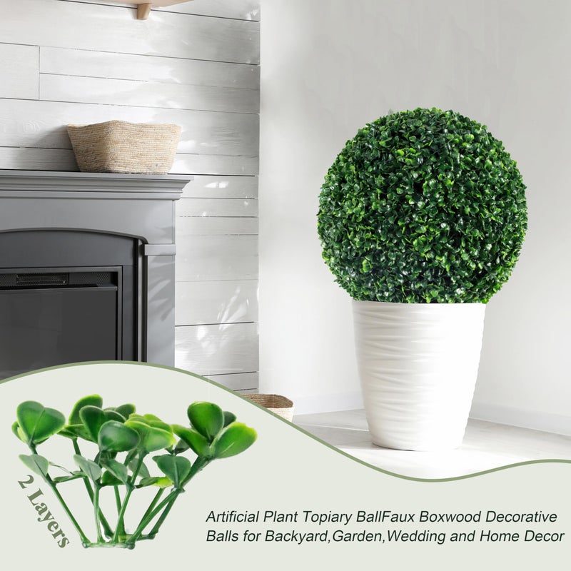 Ogrmar 2 PCS 13.7 inch 2 Layers Artificial Plant Topiary Ball Faux Boxwood Decorative Balls for Backyard, Balcony,Garden, Wedding and Home DÃ©cor (13.7 Inch) - Image 5