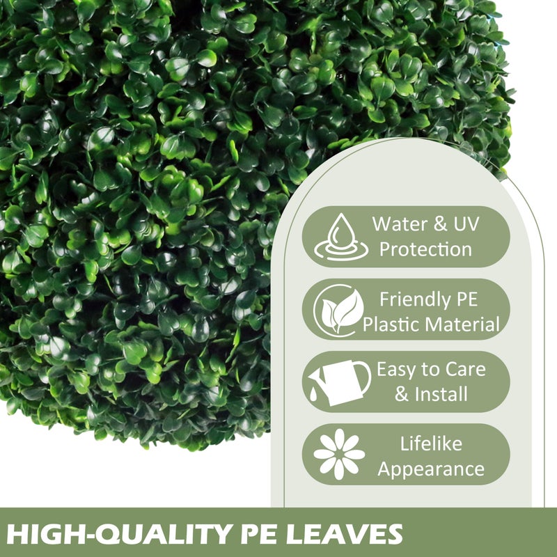 Ogrmar 2 PCS 13.7 inch 2 Layers Artificial Plant Topiary Ball Faux Boxwood Decorative Balls for Backyard, Balcony,Garden, Wedding and Home DÃ©cor (13.7 Inch) - Image 2