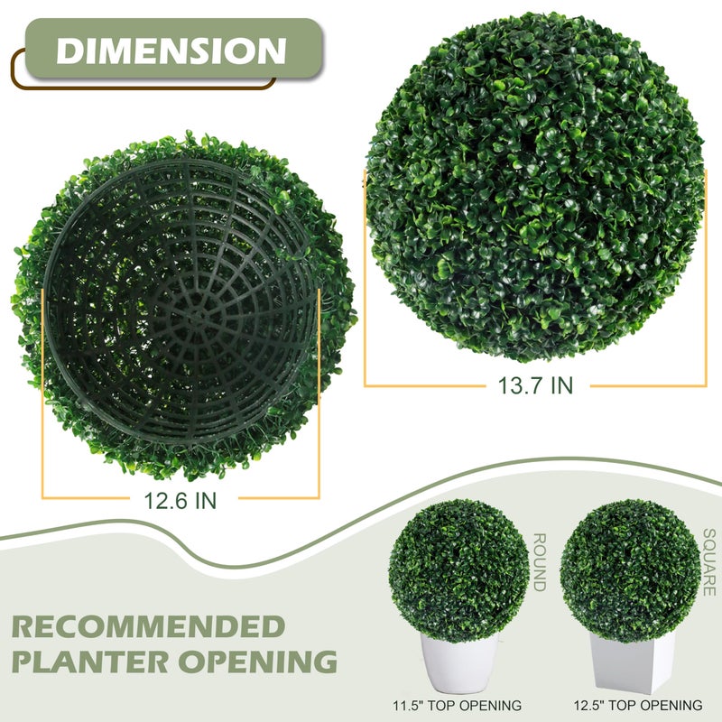 Ogrmar 2 PCS 13.7 inch 2 Layers Artificial Plant Topiary Ball Faux Boxwood Decorative Balls for Backyard, Balcony,Garden, Wedding and Home DÃ©cor (13.7 Inch) - Image 3
