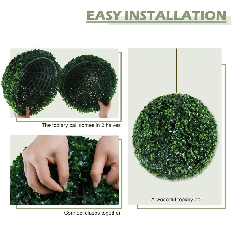 Ogrmar 2 PCS 13.7 inch 2 Layers Artificial Plant Topiary Ball Faux Boxwood Decorative Balls for Backyard, Balcony,Garden, Wedding and Home DÃ©cor (13.7 Inch) - Image 4