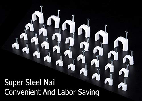 BESSEEK Round Cable Wire Clips, RG6/RG59/CAT5/CAT6/RJ45 Electrical Ethernet Dish TV Speaker Wire Cord Tie Holder, Single Coaxial Nail Clamps (6mm + 8mm + 10mm + 12mm 400pcs) - Image 5
