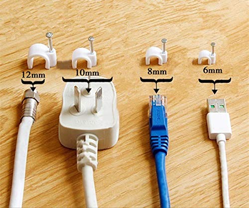 BESSEEK Round Cable Wire Clips, RG6/RG59/CAT5/CAT6/RJ45 Electrical Ethernet Dish TV Speaker Wire Cord Tie Holder, Single Coaxial Nail Clamps (6mm + 8mm + 10mm + 12mm 400pcs) - Image 2