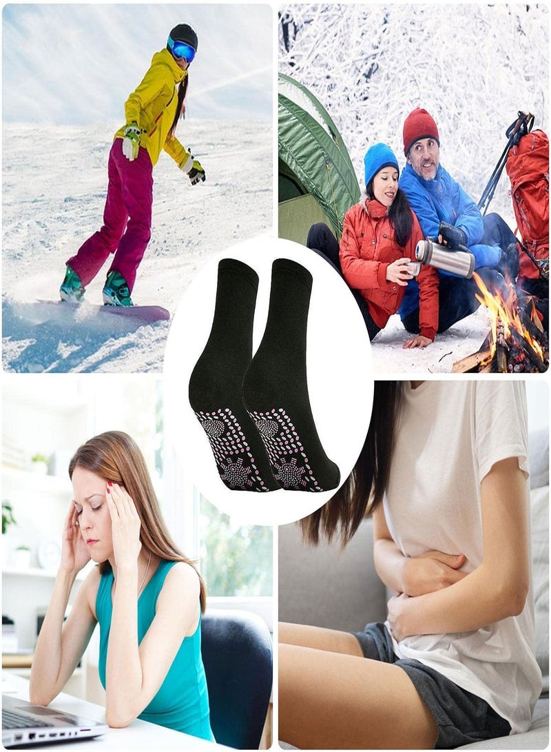 GGOOT 3 Pairs Self Heating Socks for Men Women, Warm Heated Socks, Tourmalines Magnetic Socks, Winter Thermal Warm Socks, Black Breathable Cotton Socks for Outdoor Skiing Driving Camping Riding Fishing - Image 3
