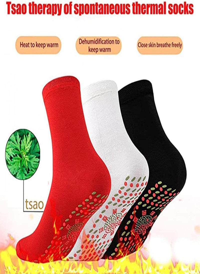 GGOOT 3 Pairs Self Heating Socks for Men Women, Warm Heated Socks, Tourmalines Magnetic Socks, Winter Thermal Warm Socks, Black Breathable Cotton Socks for Outdoor Skiing Driving Camping Riding Fishing - Image 4
