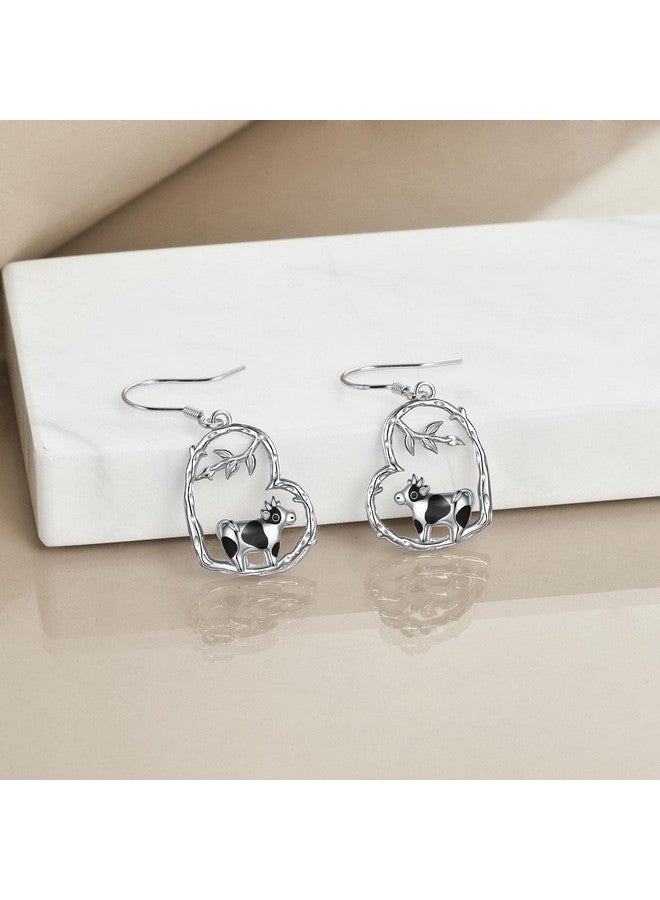 POPLYKE Sterling Silver Cow Earrings For Women Girls Heart Cow Gfits Jewelry For Women - Image 3