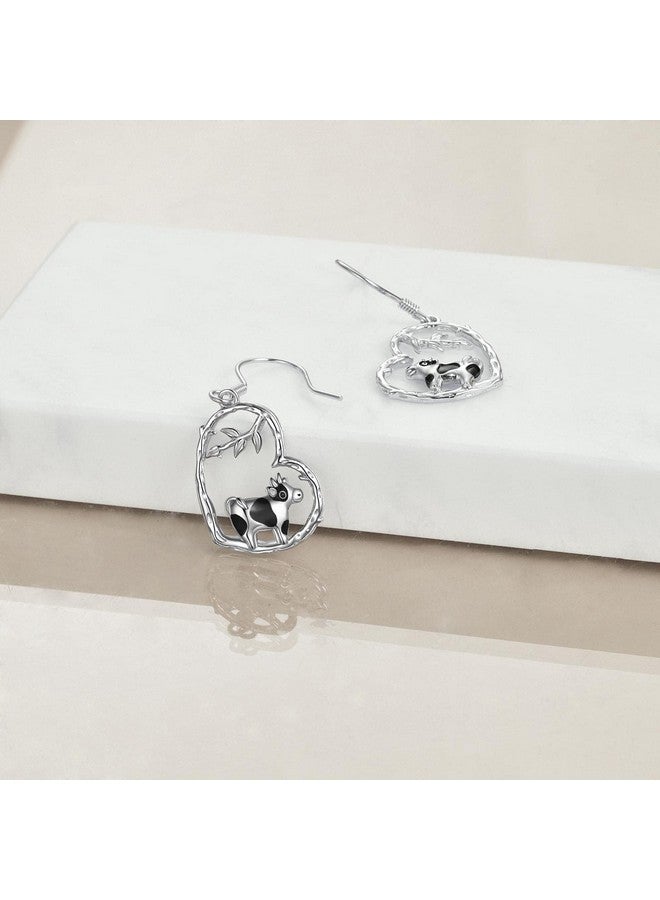 POPLYKE Sterling Silver Cow Earrings For Women Girls Heart Cow Gfits Jewelry For Women - Image 2