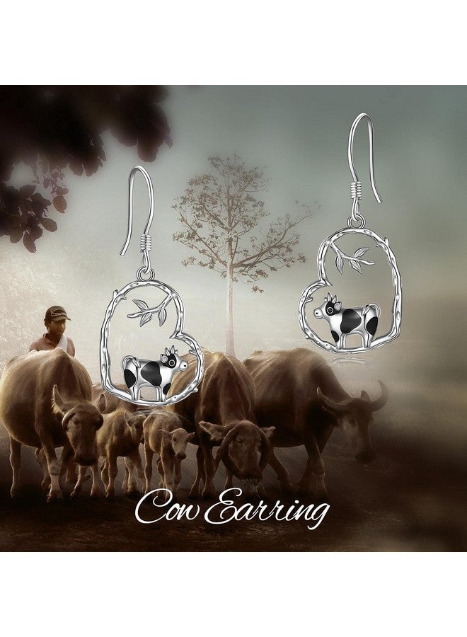 POPLYKE Sterling Silver Cow Earrings For Women Girls Heart Cow Gfits Jewelry For Women - Image 5