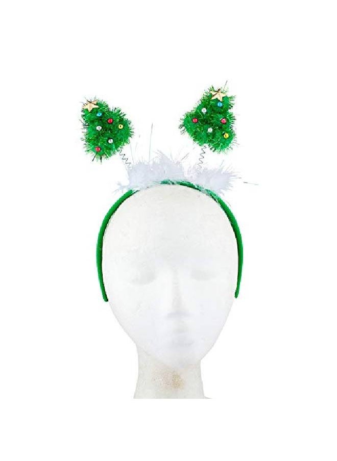 Lux Accessories Christmas Tree Star Tinsel White Fluffy Fur Fashion Headband  - Image 3