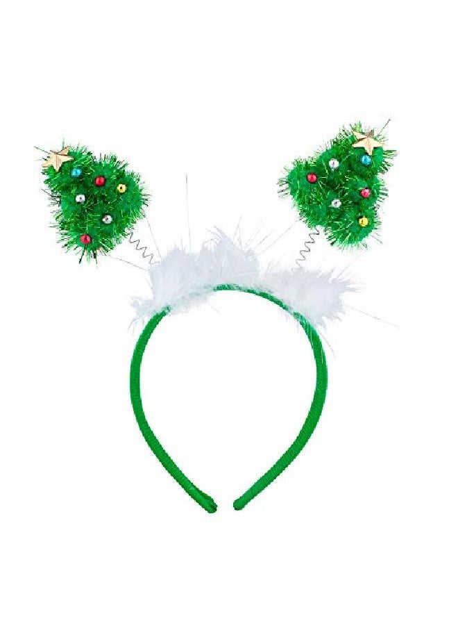 Lux Accessories Christmas Tree Star Tinsel White Fluffy Fur Fashion Headband  - Image 2