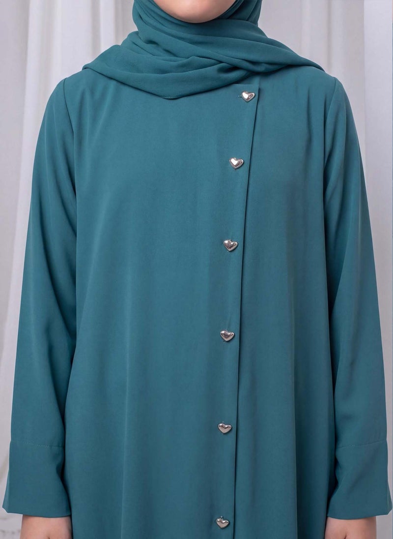 MSquare Fashion Teal Green Kids Abaya with Matching Hijab for Girls Korean Nida Fabric Modest Islamic Dress 8 Colors Available - Image 3