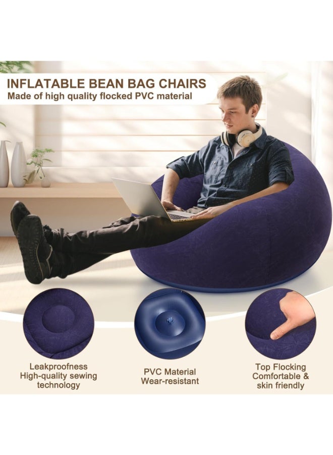 موثوقية التنبؤ كبير قابل للنفخ كرسي حقيبة الفاصوليا ، أريكة كراسي إيرغونومية ، PVC صديقة للبيئة ، لغرفة المعيشة / التخييم ، 80 كجم قدرة التحميل - Image 4