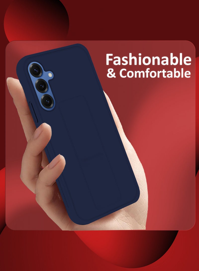DUSALA Galaxy S25 Case Silicone with Stand Function Finger Grip Case Cover / Dark Blue - Image 5