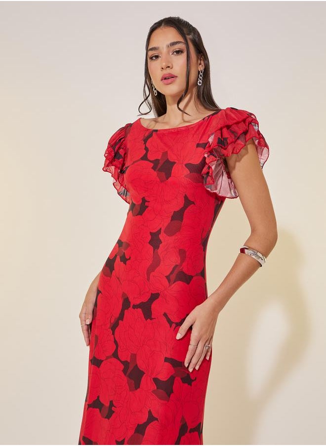 Take Two Floral Ruffle Sleeve Dress  - Image 3