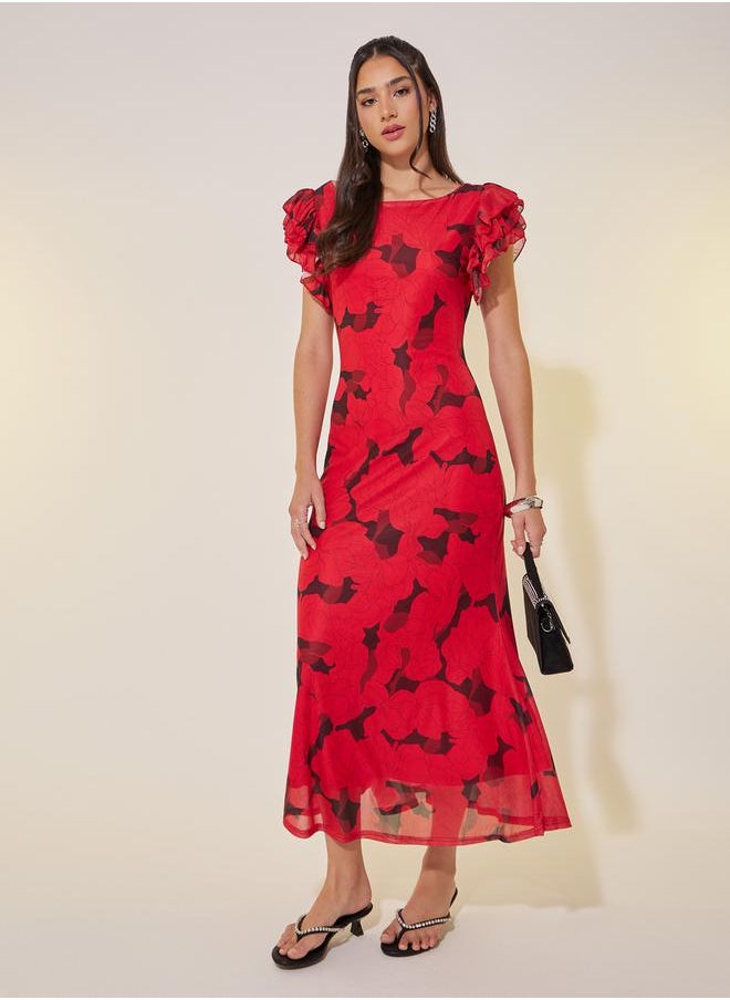 Take Two Floral Ruffle Sleeve Dress  - Image 2