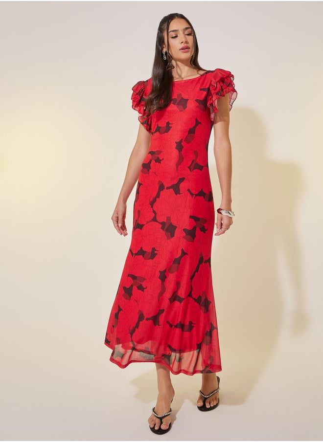 Take Two Floral Ruffle Sleeve Dress  - Image 1