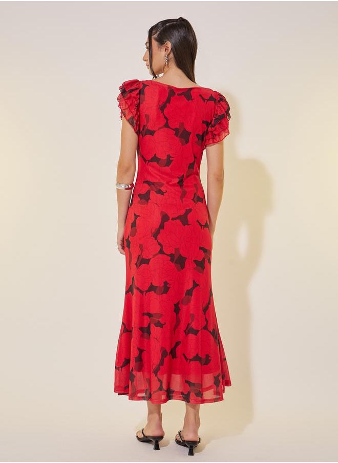 Take Two Floral Ruffle Sleeve Dress  - Image 5