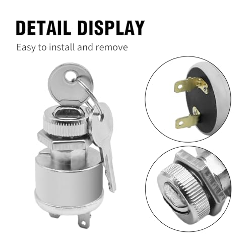 EATAKWARD 17421G1 Ignition Switch w/Key Replacement for EZGO Electric Golf Cart 2 Prong 4 Key Free Terminals Carabiner Golf Cart Starter Switch Ignition Key Switch - Image 5