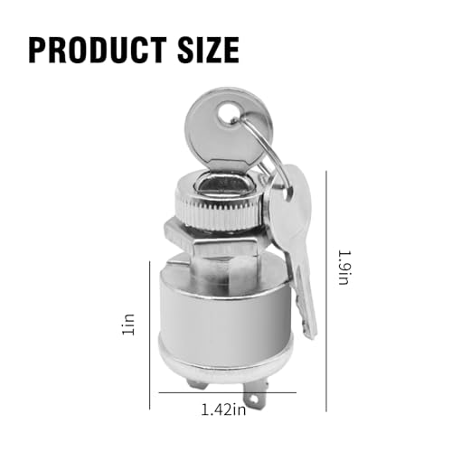 EATAKWARD 17421G1 Ignition Switch w/Key Replacement for EZGO Electric Golf Cart 2 Prong 4 Key Free Terminals Carabiner Golf Cart Starter Switch Ignition Key Switch - Image 4