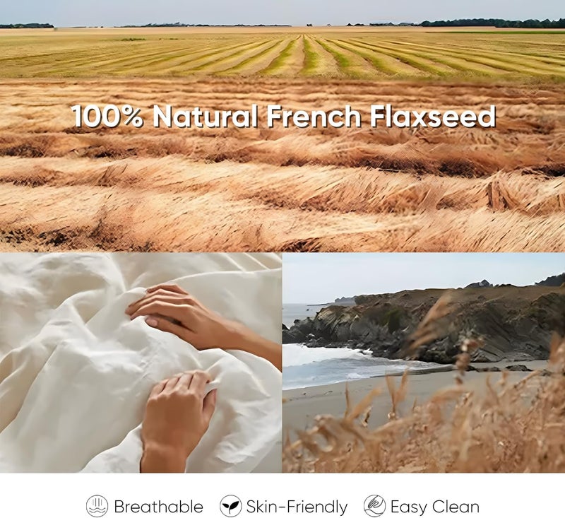 MINUPWELL 100% Pure Linen Blanket,100% Natural Flax Linen Throw Blanket, 79"x63" French Linen Fabric,Soft,Breathable and Skin-Friendly Bed Blanket - Linen Color - Image 5