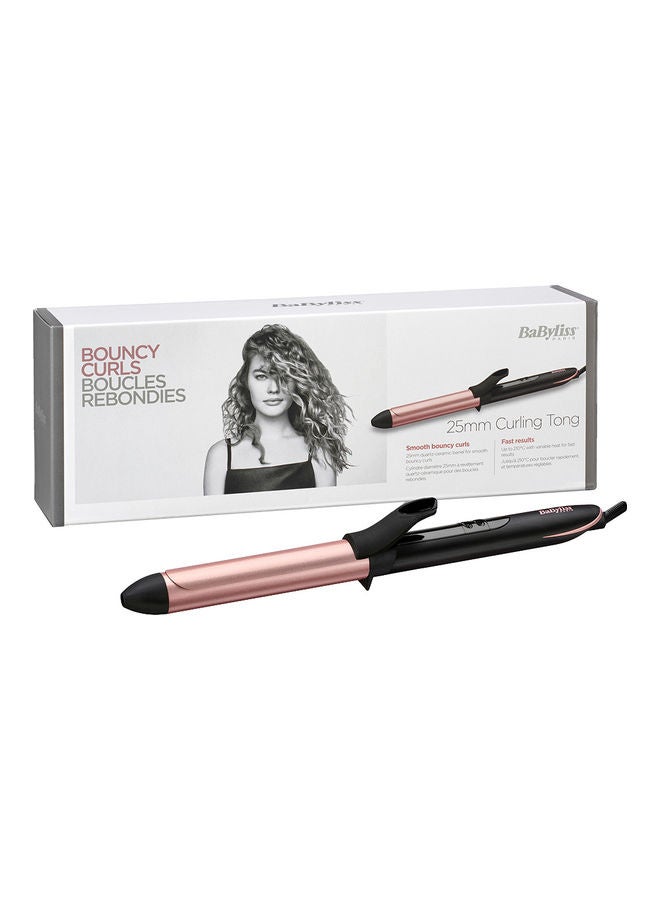 BaByliss Hair Curling Iron 25mm Barrel Advanced Ceramics With Led 6 Temps 160C-210C 2.5m Length Cord C451SDE Rose Gold 700grams - Image 1