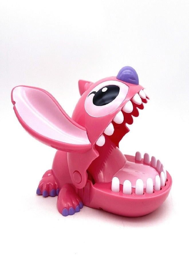 Stitch Big Mouth Bite Finger Game Figure Key Chain Holder Toy pink - Image 1