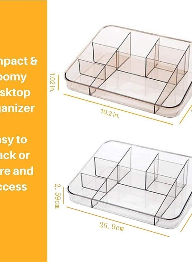 SUNFICON Makeup Tray Organizer Cosmetic Display Case Office Stationery Storage Holder Countertop Storage Unit Makeup Box for Bathroom Drawers,Vanities Office Desk,Washable Crystal Clear Acrylic - Image 5