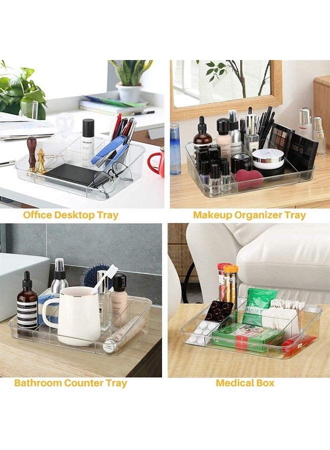 SUNFICON Makeup Tray Organizer Cosmetic Display Case Office Stationery Storage Holder Countertop Storage Unit Makeup Box for Bathroom Drawers,Vanities Office Desk,Washable Crystal Clear Acrylic - Image 4