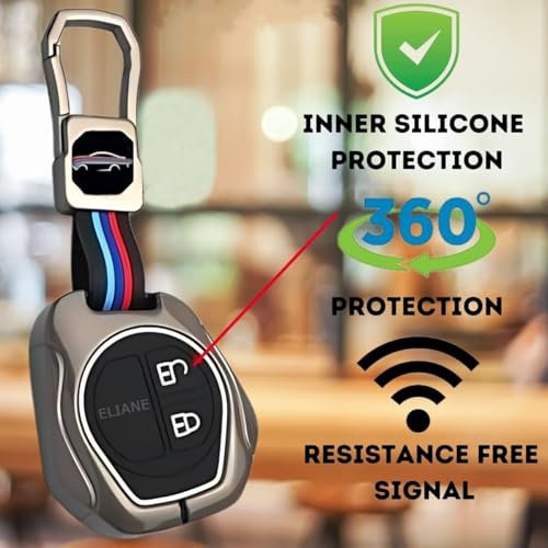 Eliane Car Accessories Key Cover Compitable for Suzuki Swift Ertiga Wagonr Celerio Swift Dzire Alto Fronx Breza S Presso Ignis 2 Button Remote Key Metal - Image 3