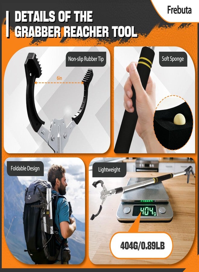 Frebuta Grabber Reacher Tool Heavy Duty,53in Extra Long Trash Picker Upper Grabber for Yard 2 Magnets Head Aluminum Alloy Tube Trash Picker Reacher Grabber Pickup Tool for Garbage Sponge Handle - Image 5