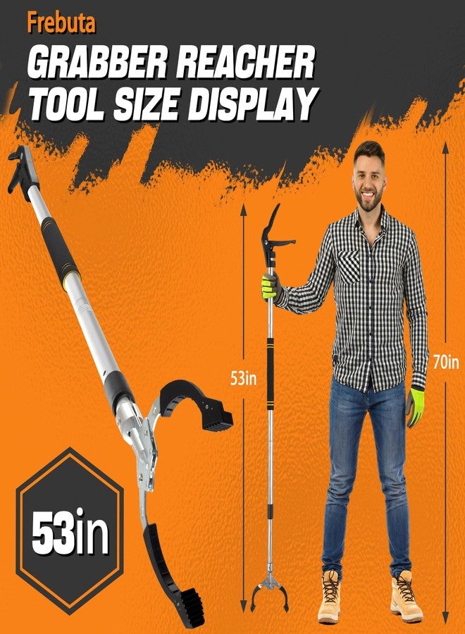 Frebuta Grabber Reacher Tool Heavy Duty,53in Extra Long Trash Picker Upper Grabber for Yard 2 Magnets Head Aluminum Alloy Tube Trash Picker Reacher Grabber Pickup Tool for Garbage Sponge Handle - Image 2