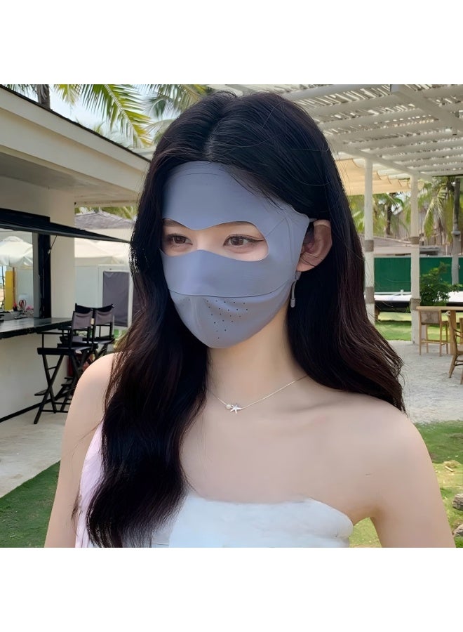 Full-Face Sun Protection Mask, UPF 50+ Face Covers, Breathable Balaclava, Summer UV Protection Outdoor Wear for Women, Grey - Image 5