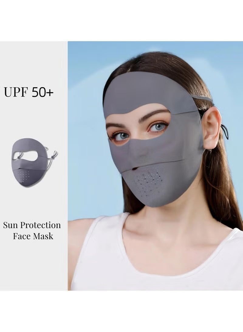 Full-Face Sun Protection Mask, UPF 50+ Face Covers, Breathable Balaclava, Summer UV Protection Outdoor Wear for Women, Grey - Image 3