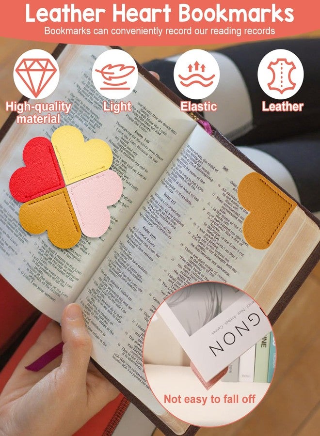 aeloer 30Pcs Leather Heart Book Marks for Women, Cute Heart Bookmark Corner for Book Lovers Gifts - Image 2